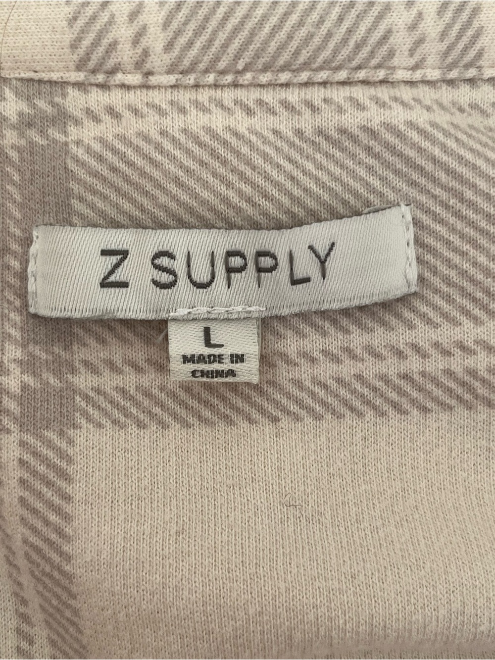 Z Supply River Plaid Shirt in Putty, Large, Beige Cream Flannel Fall Lumberjack - Picture 4 of 7